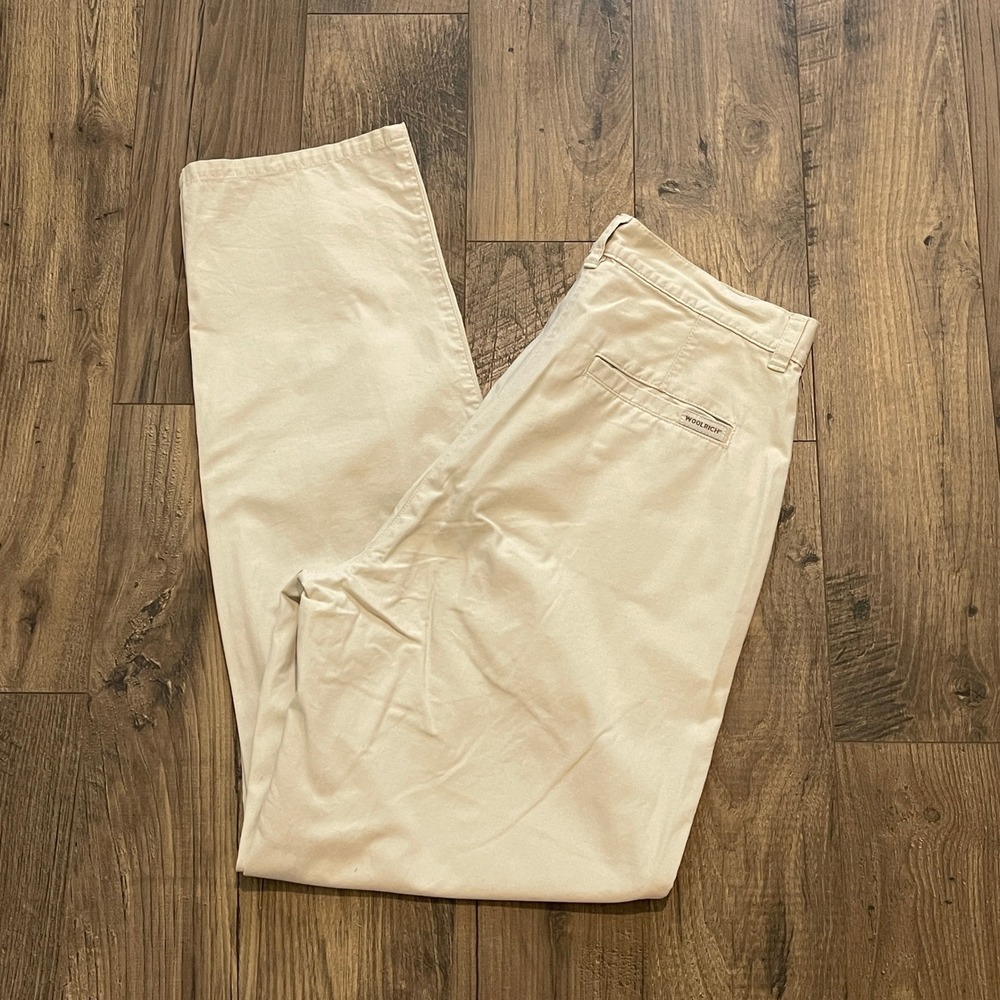 Woolrich Womens 10 Chino Pants Stone Beige Cotton Straight Leg High Rise 1411